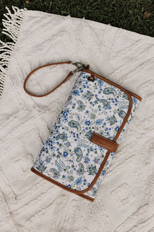 Change Mat Clutch - Blue Paisley/Tan