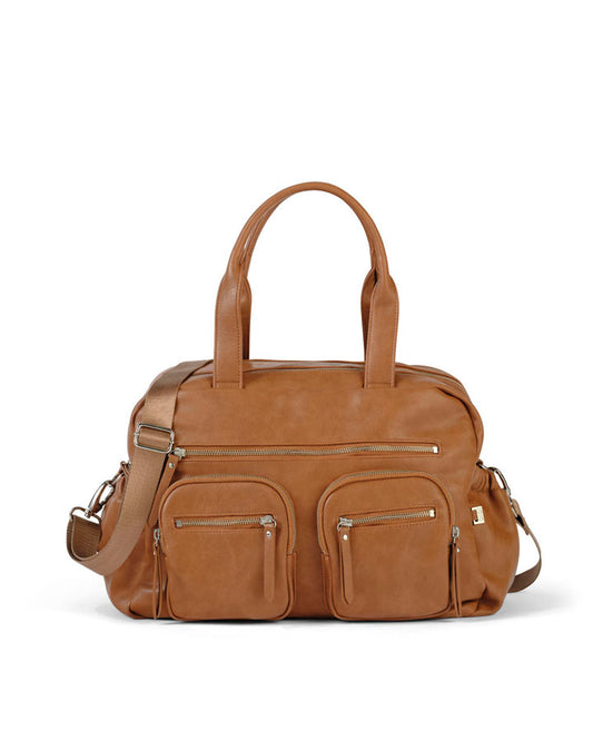 Vegan Leather Carry All Nappy Bag - Tan