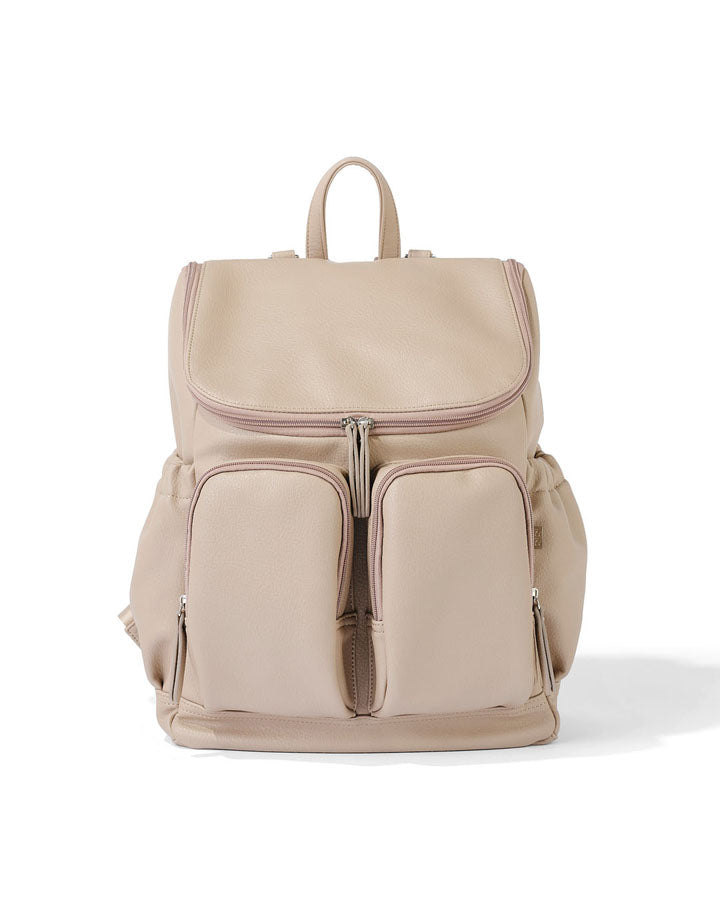 Signature Nappy Backpack - Oat Dimple Vegan Leather