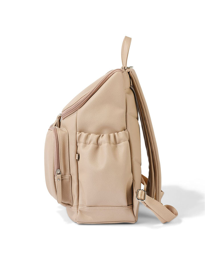 Signature Nappy Backpack - Oat Dimple Vegan Leather