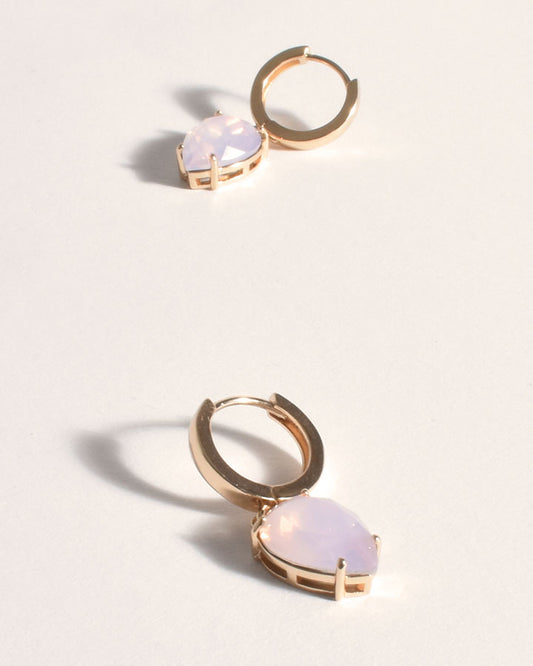 Jordan Teardrop Jewel Hoops - Pink/Gold