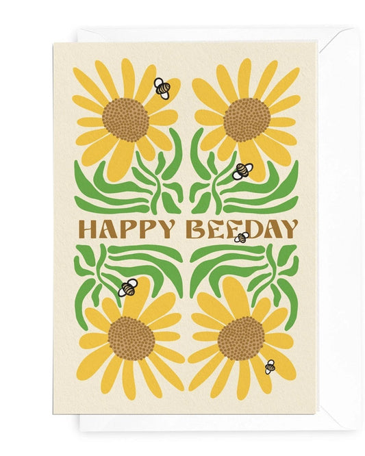 Happy Bee-Day' Sunflowers Greeting Card