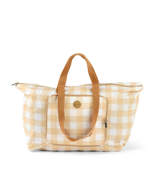 Fold-Up Tote - Beige Gingham