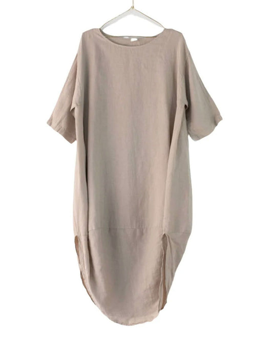 Scallop Linen Dress - Natural