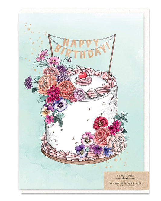 Floral Birthday Cake Card