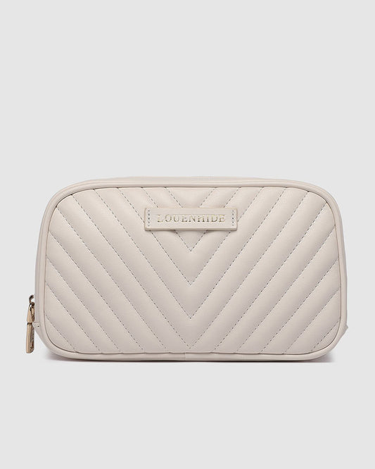 Lacey Quilted Makeup Bag - Vanilla