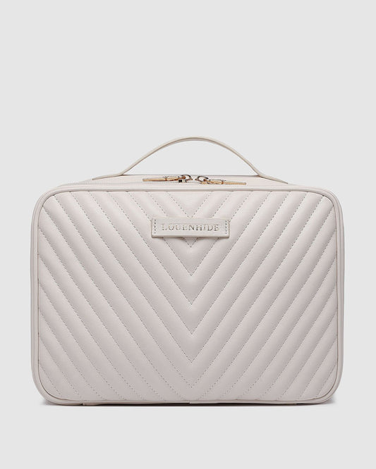 Maggie Quilted Cosmetic Case - Vanilla