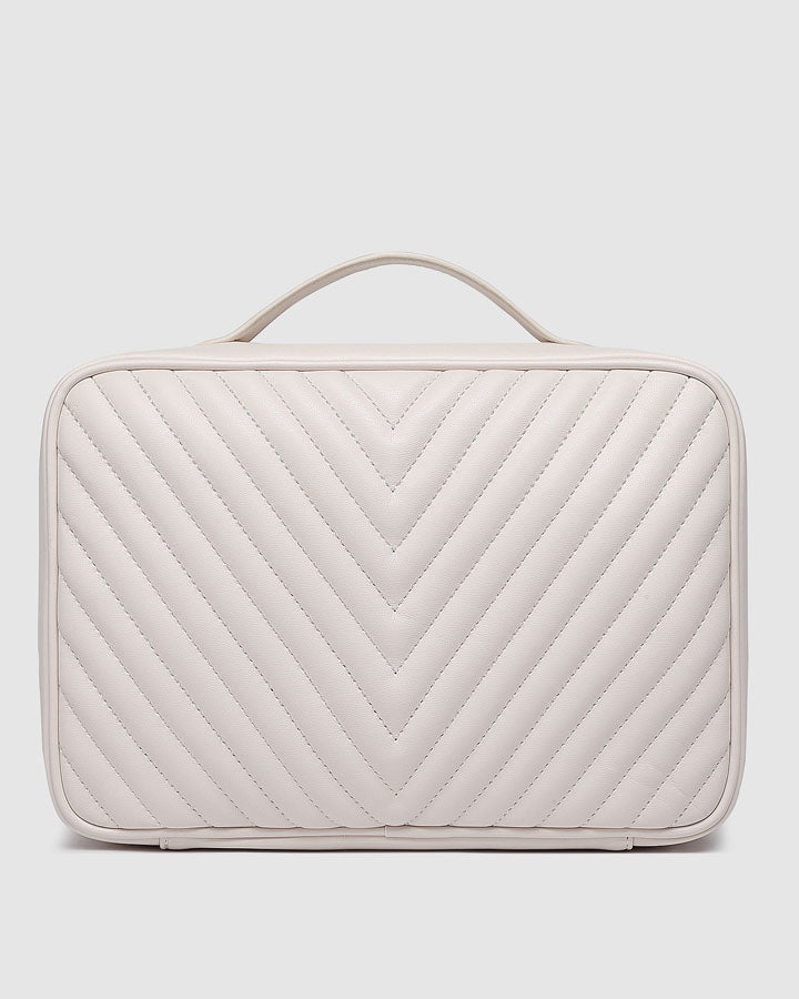 Maggie Quilted Cosmetic Case - Vanilla