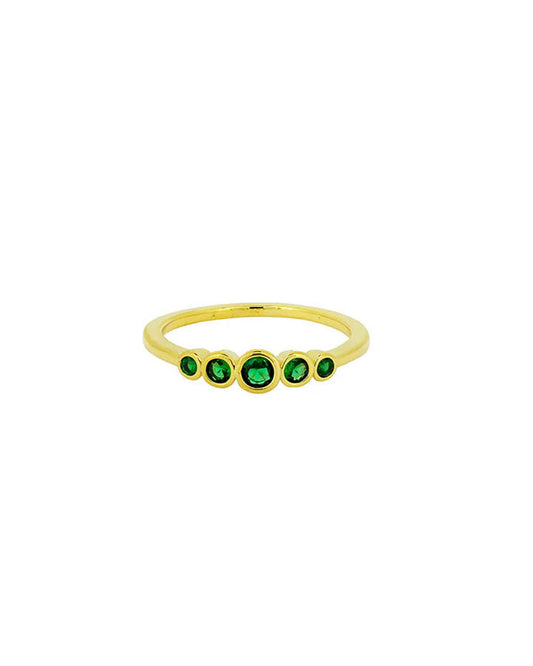 Mathilde Ring - Gold + Green Crystal